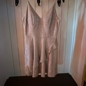 Xtraordinary Champaign Sparkle Semi Formal Dress, Juniors Sz 5
